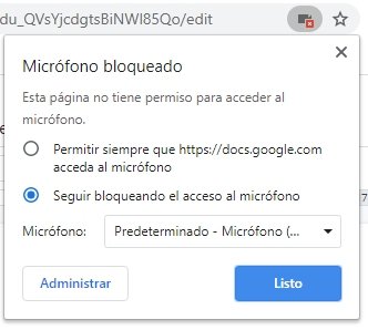 Permissions to use the Google Docs microphone 