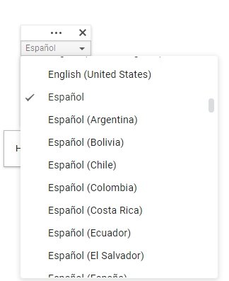Select the voice-controlled language Google Docs