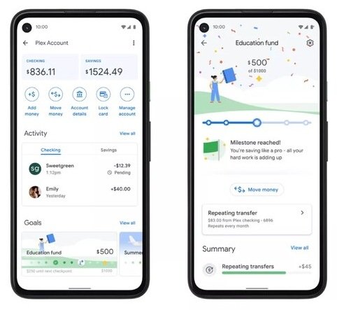 Google Plex open savings checking accounts without fees
