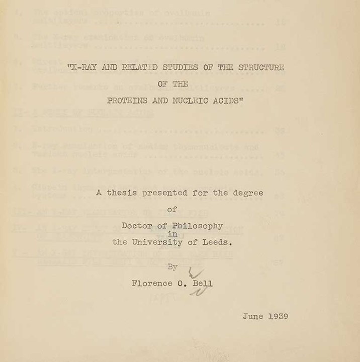 Cover page of the thesis on the structure of DNA