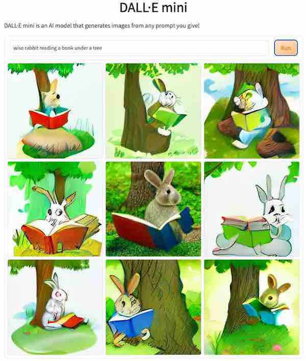reading rabbit DALLE mini