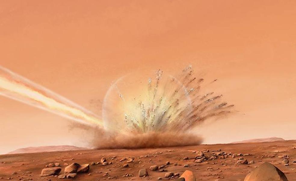 The large meteorite hole on Mars was recorded by NASA.