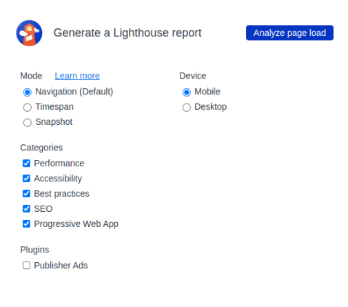 Google Lighthouse capture 2